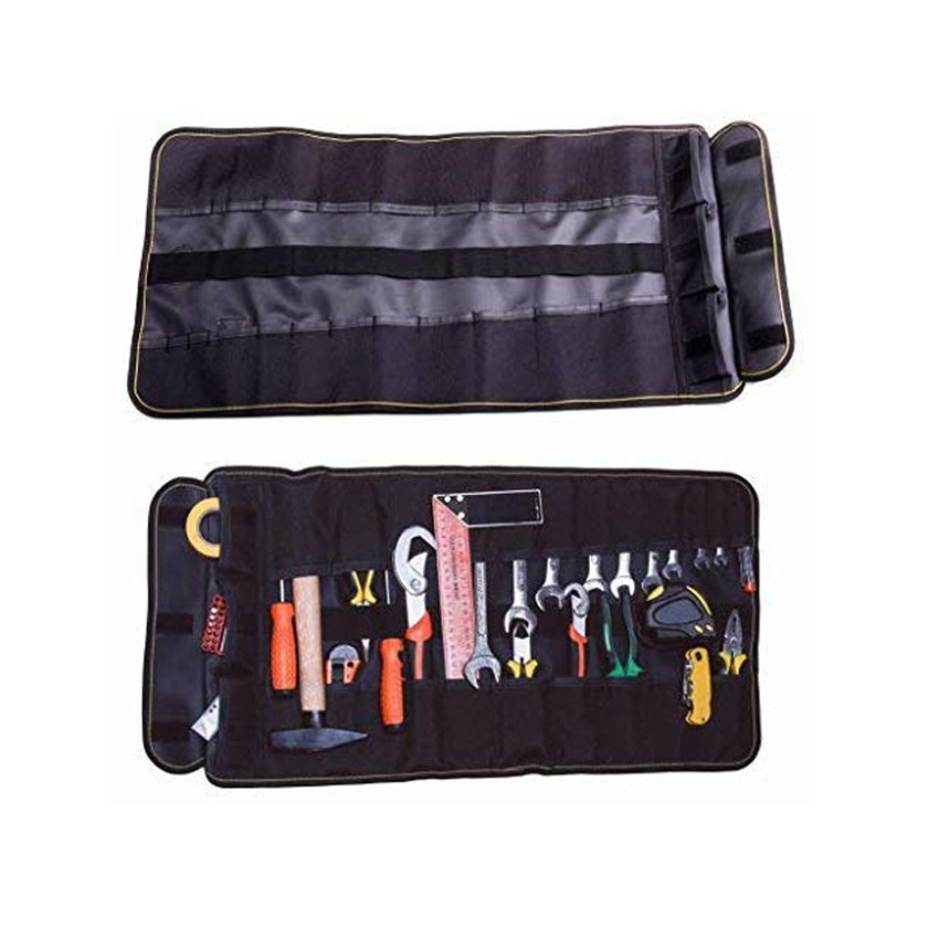 Canvas Big Tool Bag Rolling Organizer Bag Roll Tool Bag with 25 Pockets Combination