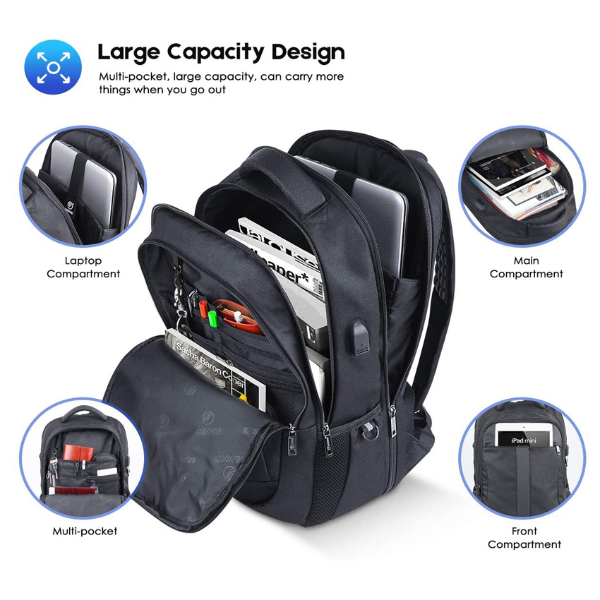 Travel Backpack for Laptop and Notebook with USB Charging Port Water Resistant Bag