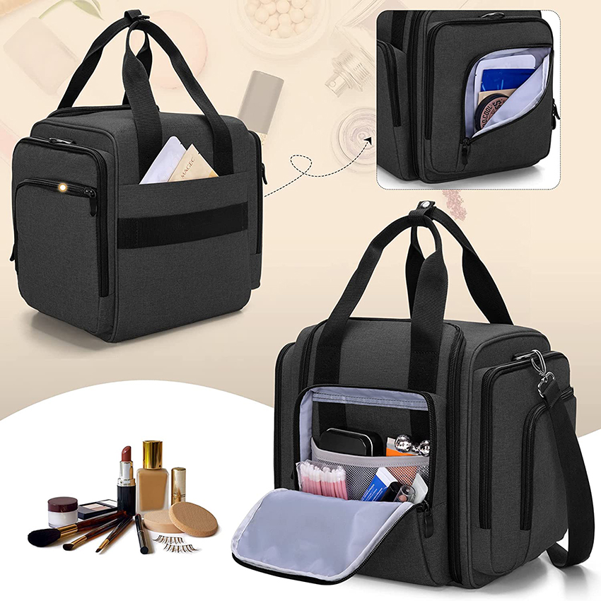 Travel Makeup Bag with 4 Inner Removable Pouches, Multifunctional Cosmetic Bag RJ21690