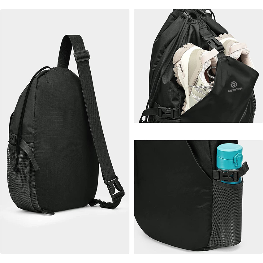 15L Sling Bag Crossbody Drawstring Backpack Outdoor Travel Cinch Bag Foldable Gym Sports Bag RJ196179