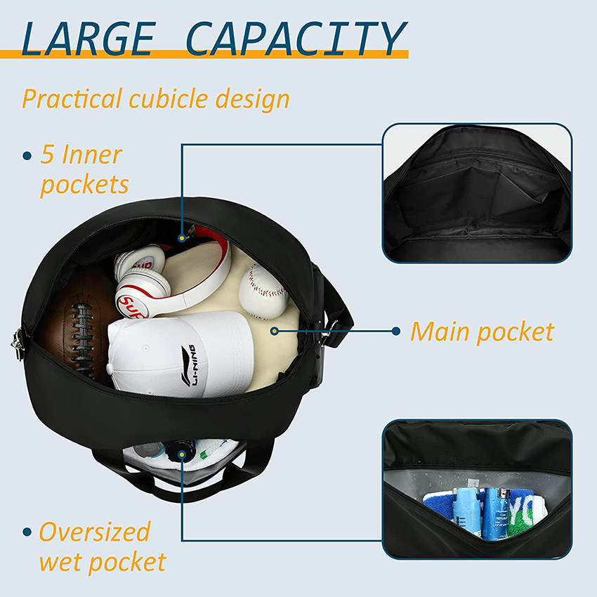 Gym Bag for Men Sport Accessories for Men Women Travel Duffel Bags with Wet Pocket Yoga Football Basketball Lightweight Sports Bag RJ196191