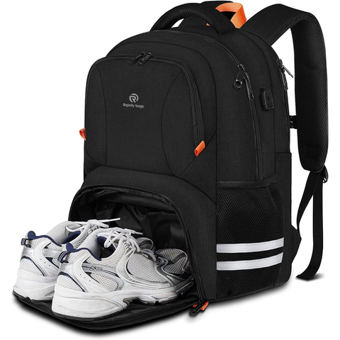 Gym Backpack For Men Women, Travel Backpack With Shoe Compartment USB Charging Port, Large Water Resistant Laptop Backpack Sports Bag RJ196202