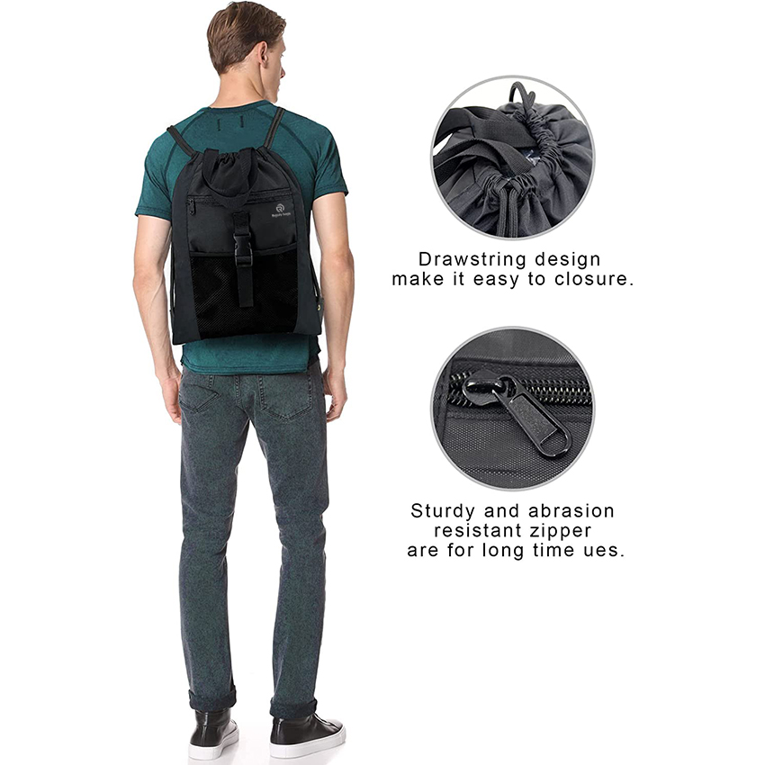 Gym Bag Drawstring Backpack X-Large Sports Bag with Inner Zipper Pocket for Men Women Waterproof Cinch Gym Ball Bag RJ196128