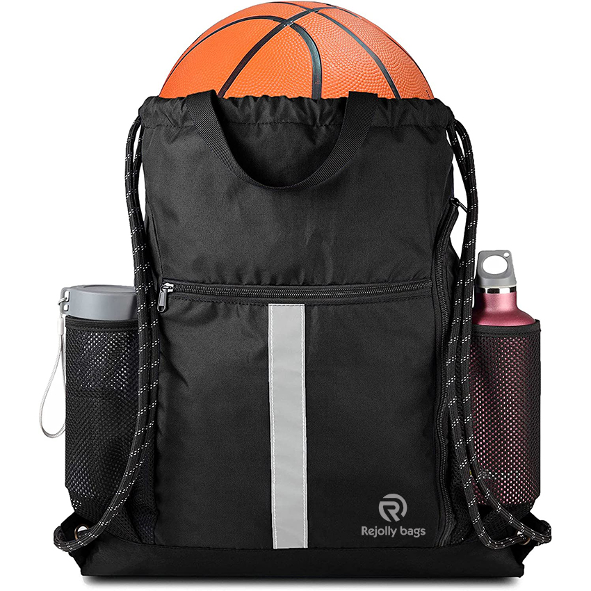 Drawstring Backpack Sports Gym Bag With Shoe Compartment and Two Water Bottle Holder Ball Bag RJ196120