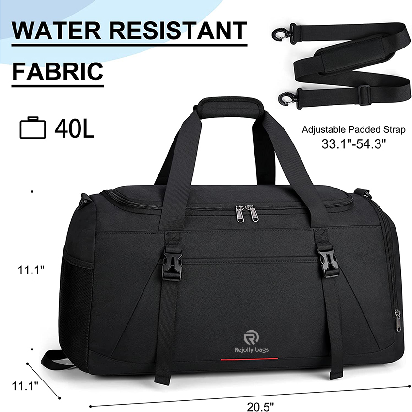 40L Water Resistant Sports Bag Gym Duffle Bag with Wet Pocket Large Travel Duffel Weekender Overnight Sports Bag RJ196164