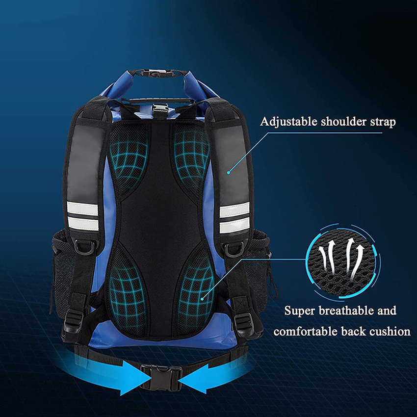 Floating Dry Backpack with Exterior Zippered Pocket and Side Mesh Bag, for Kayaking, Swimming, Rafting Dry Bags RJ228393