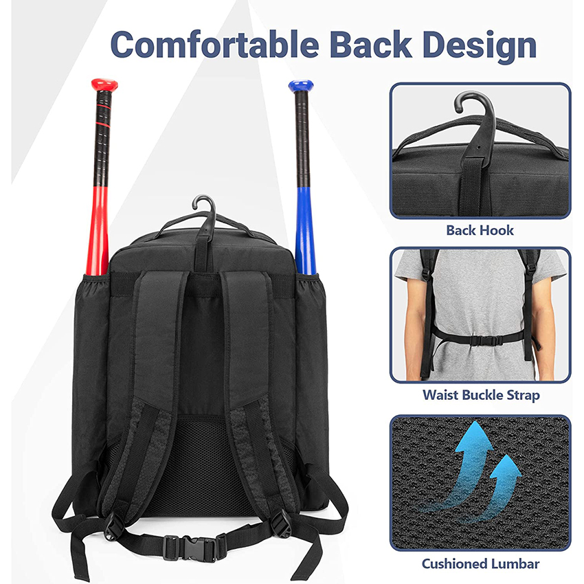 Baseball Bag Backpack with 2 Bat Sleeves, Softball Equipment Bag for Youth and Adults with Separate Shoe Compartment Baseball Bags RJ19655