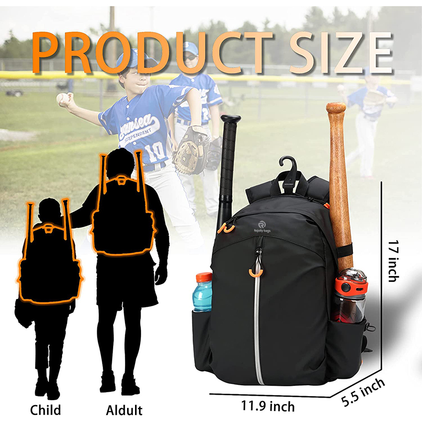 Bat Backpack for Baseball, Shoes Compartment and Fence Hook Holds Helmets, Shoes Baseball Bags RJ19670