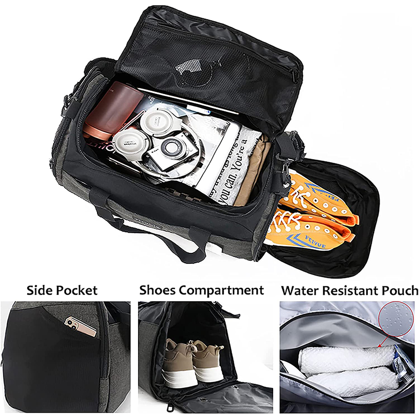 Weekender Overnight Bag with Shoes Compartment And Wet, Foldable Carry on Duffel Bag With Adjustable Strap for Men Women Duffel Bags RJ204206