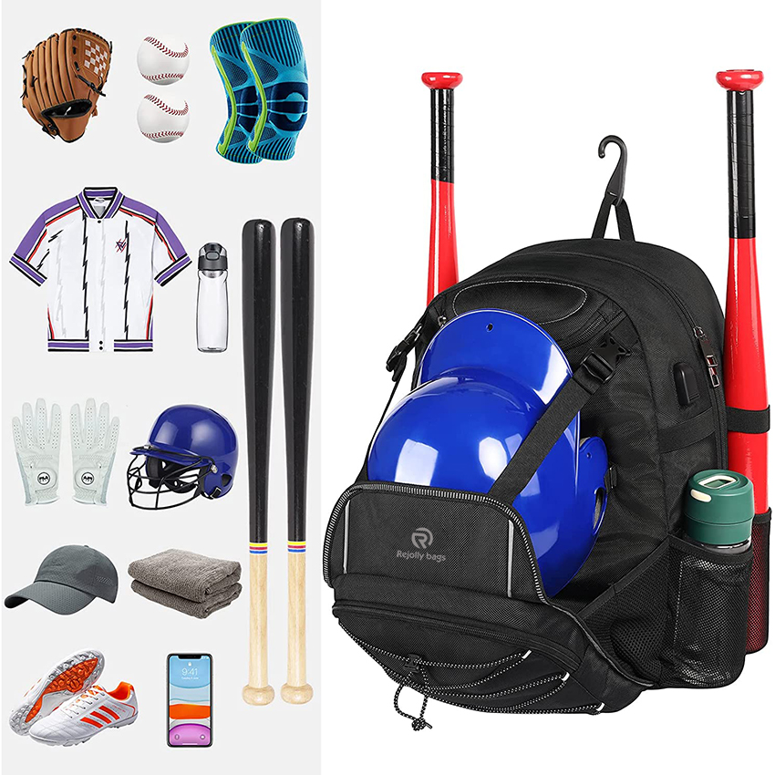 Youth Softball Bat Bag with Vented Shoes Compartment, Lightweight Baseball Bag TBall Bat & Equipment with Fence Hook Baseball Bags RJ19674