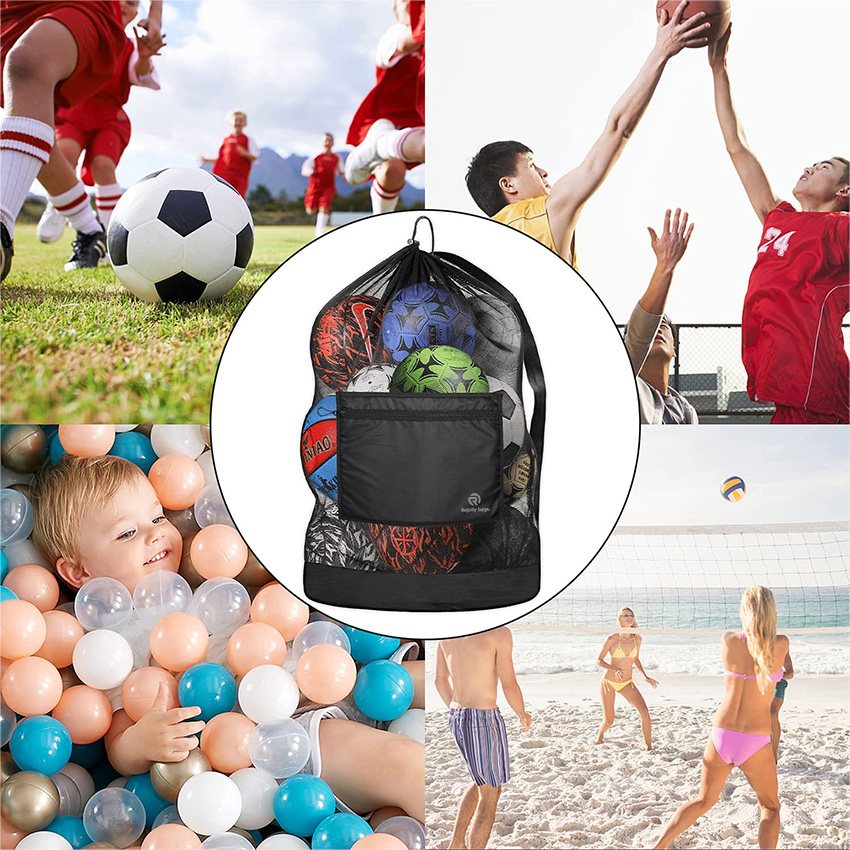 Extra Large Ball Bag, Mesh Soccer Ball Bag, Adjustable Shoulder and Portable Strap Design fit Coach,Adults and Kids Ball Bag RJ19687