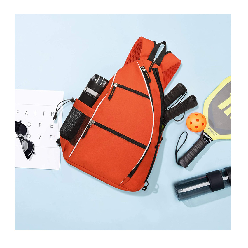 Large Capacity Tennis Bag Casual Rackets Bags Orange Sling Gym Bag