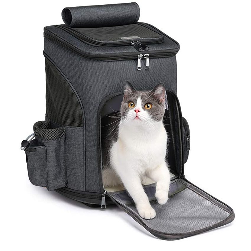 Wheeled Pet Carrier Backpack Pet Stroller Travel Carrier Car Seat for Small Dogs Cats Puppies