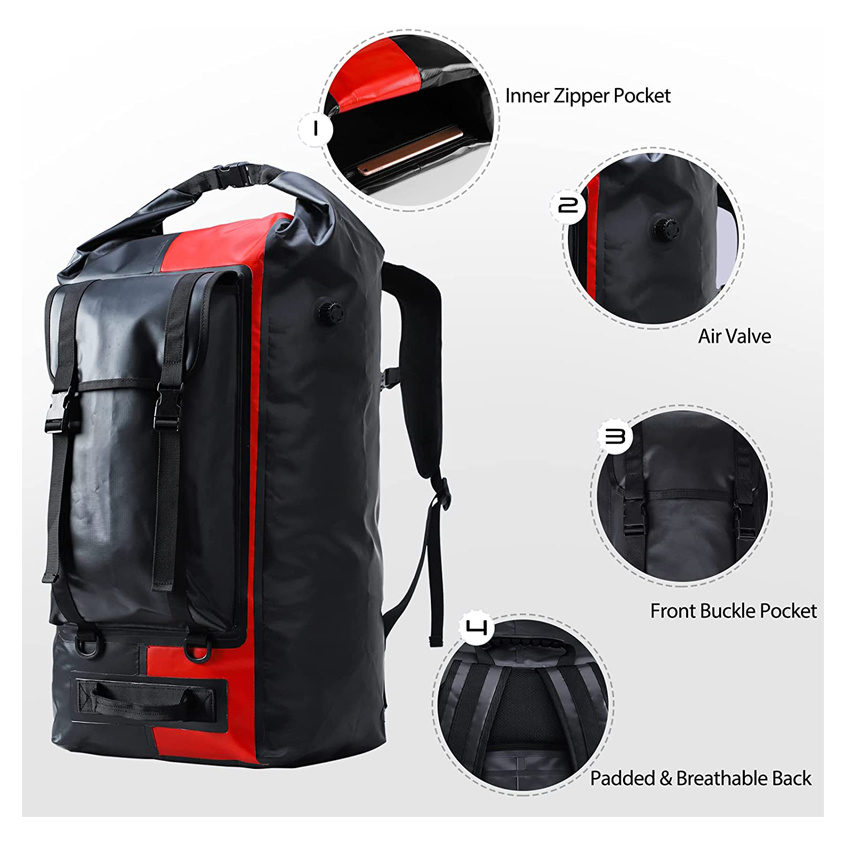 Extra Large Waterproof Gear Backpack Roll Top Dry Bags Duffel for Kayaking Hiking Camping