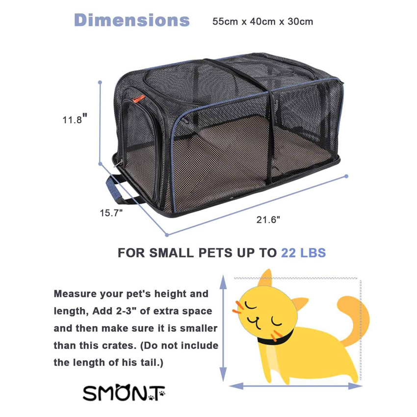 Foldable Pop-up Pet Carrier Collapsible Soft Sides Pet Crate for Medium Cats Small Dogs Rabbits Pet House