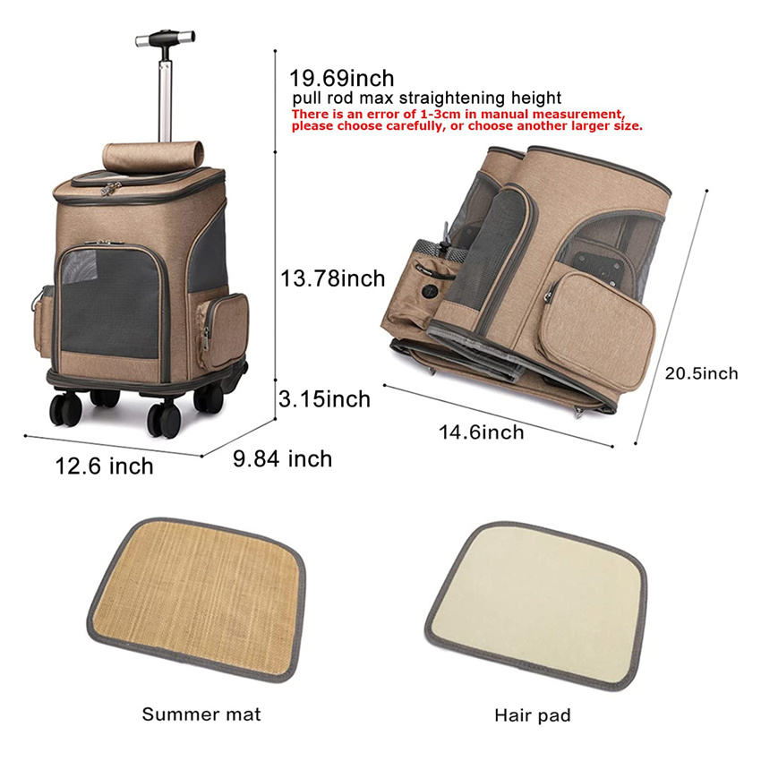 Durable Large Size Soft-Sided Pet Backpack Ventilation Pet Carry Roller Bag