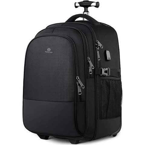 Large Rolling Backpack for Men Women Water Resistant Business Travel Carry on Wheeled Durable Roller College School Computer Bookbag Fits 15.6 Inch Laptop Trav