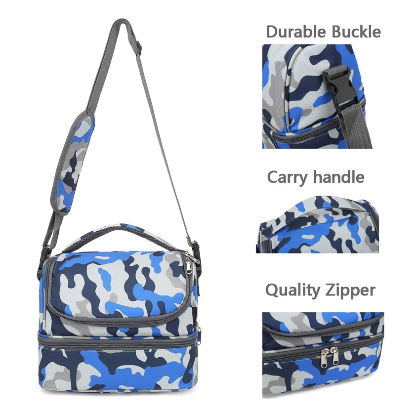 Kids Food Box Double Decker Cooler Insulated Lunch Bag Beach Tote Bag