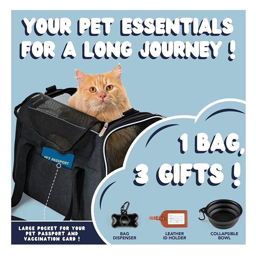 Pet Carrier Soft-Sided Cat Carrier Bag Small Dog Carrier Basket Puppy Bag