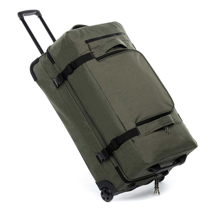 Outdoor Bag with 2 Wheels Trolley Suitcase Wheeled Luggage Travelling Bag Green Olive
