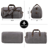 Oversized Genuine Leather Carryon Weekend Bag Canvas Overnight Duffel Bag