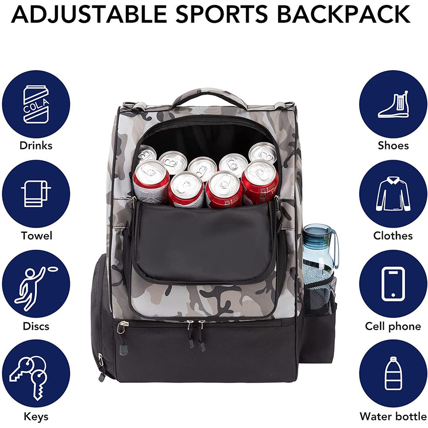 with 20+ Disc Capacity Carry Golf Bag for Disc Golf Starter Set Two Side Storage Pockets Disc Golf Backpack Bag