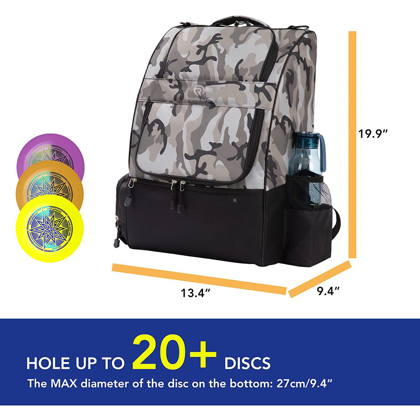 with 20+ Disc Capacity Carry Golf Bag for Disc Golf Starter Set Two Side Storage Pockets Disc Golf Backpack Bag