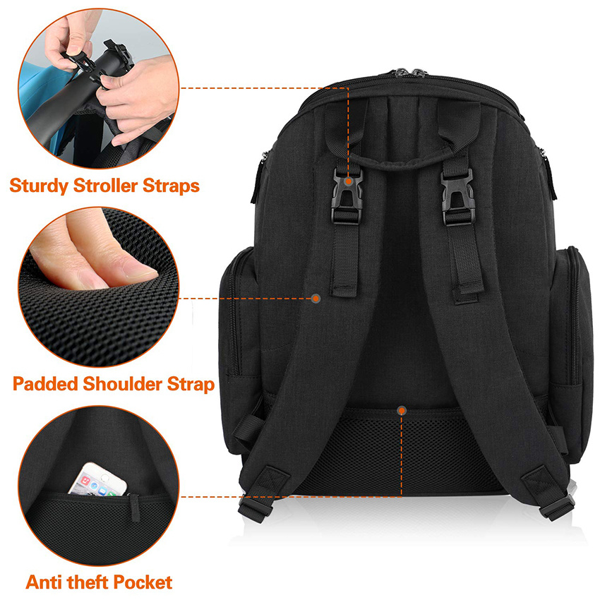 Large Storage with Portable Changing Pad Travel Water Resistant Baby Diaper Backpack for Men Women with Insulated Pockets Diaper Bag Backpack