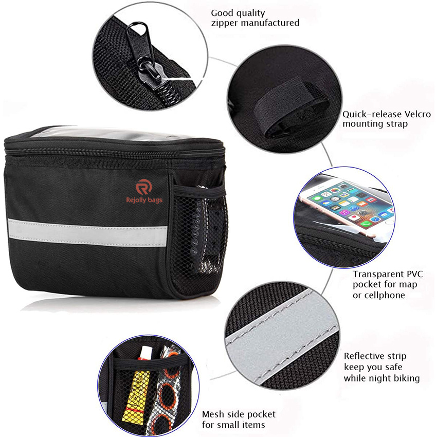 Bicycle Handlebar Bag with Mesh Pocket Bicycle Bag Handlebar Bike Pouch for Handlebars Bicycle Bag