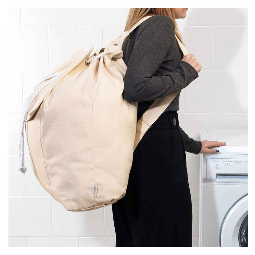 Oversized Laundry Canvas Backpack Waterproof Washing Laundry Bag for Bedroom Bathroom