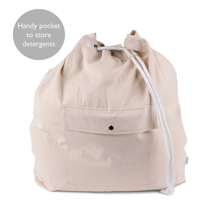 Oversized Laundry Canvas Backpack Waterproof Washing Laundry Bag for Bedroom Bathroom