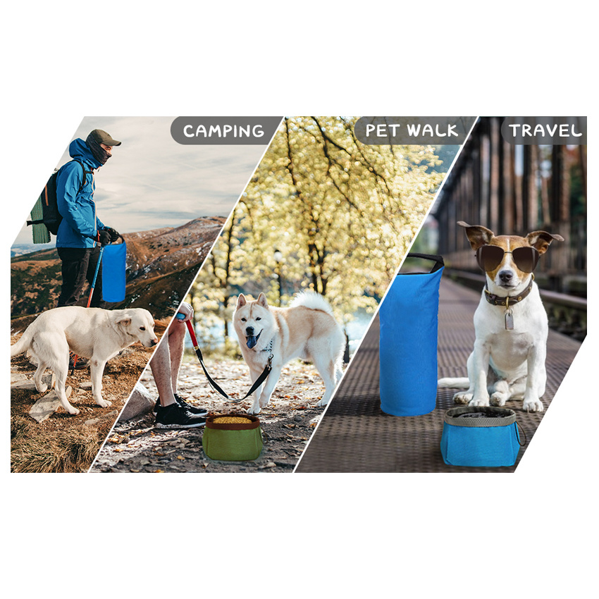 Collapsible Dog Food Tote Bag Portable Travel Dog Bowl Kit for Food