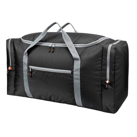 Foldable Travel Duffel Bags for Men Large Lightweight Water-Resistant Black Tote Bag