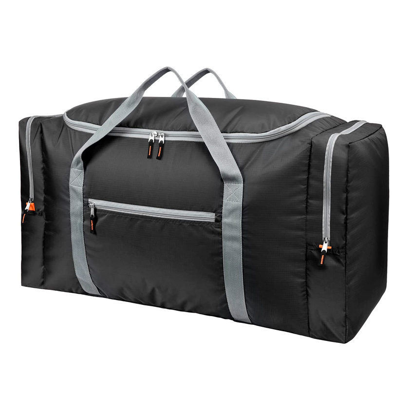 Foldable Travel Duffel Bags for Men Large Lightweight Water-Resistant Black Tote Bag