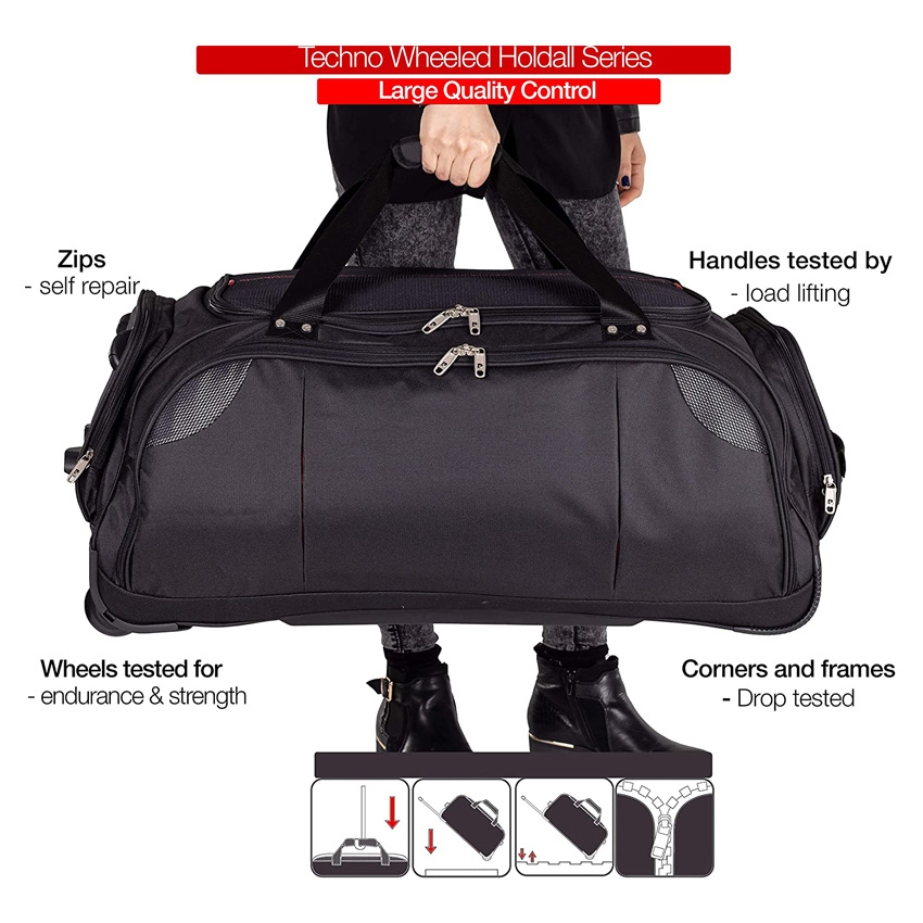 Luggage Travel Bag Wheeled Holdall Pull or Drag Trolley Handle Wheeled Bag