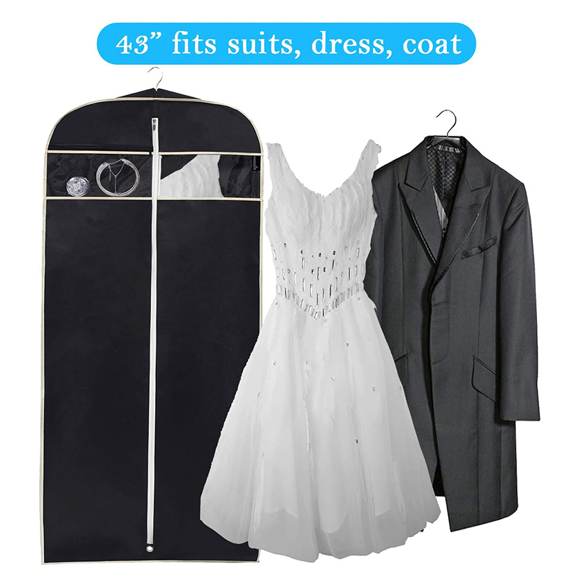 Gusseted Travel Garment Bag with Accessories Zipper Pocket Breathable Suit Garment Cover