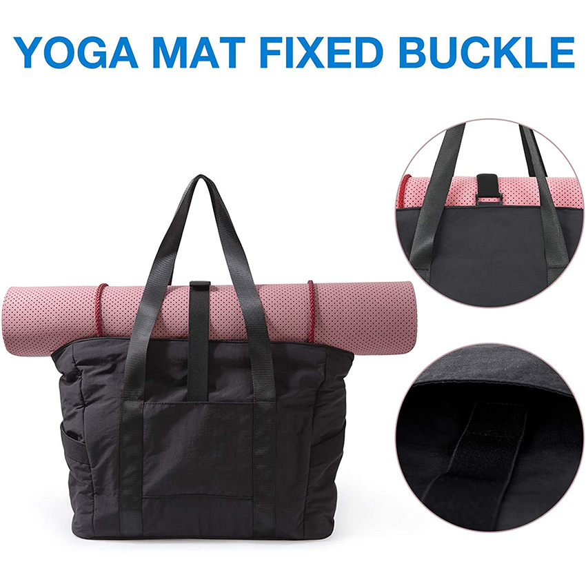 Large Shoulder Bag Top Handle Handbag with Yoga Mat Buckle for Gym, Work, School Tote Bag