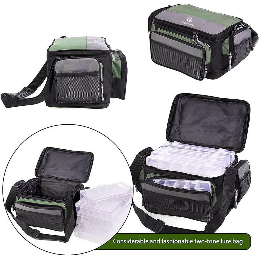 Storage Large Capacity Fishing Bag, Multiple Pockets for Fishing Equipment Storage, Shoulder Pack Storage Bag for Fishing Hunting Hiking Fishing Tackle Bag