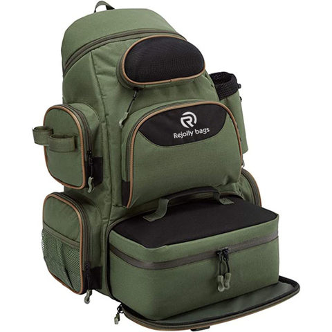 Water Resistant Lightweight Tactical Bag Soft Tackle Box with Rod Holder and Protective Rain Cover Fishing Fish Bag