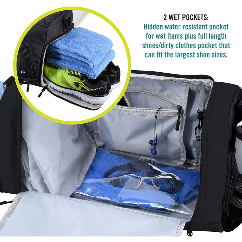 Durable Crowdsource Designed Duffel Bag with 10 Optimal Compartments Including Water Resistant Pouch