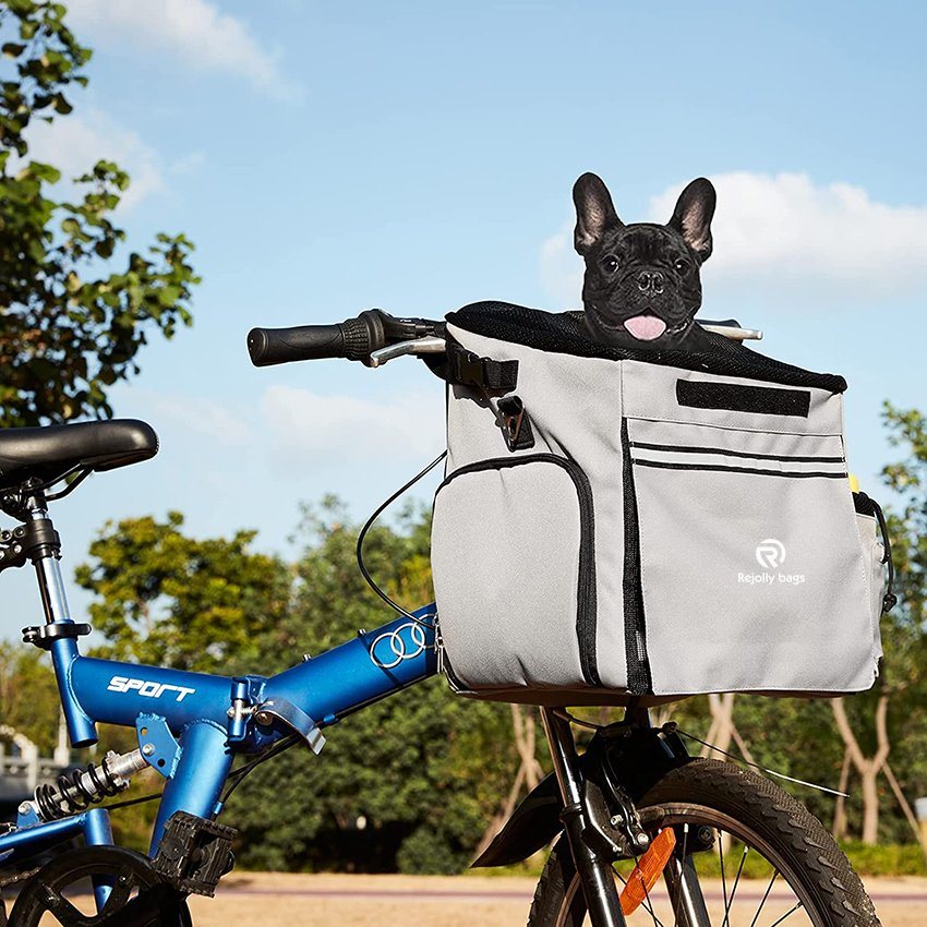 Pet Bicycle Carrier Waterproof Dog Bike Basket Bag with Reflective Stripe Pet Bike Basket Adjustable Shoulder Strap Travel Safe Dog Backpack