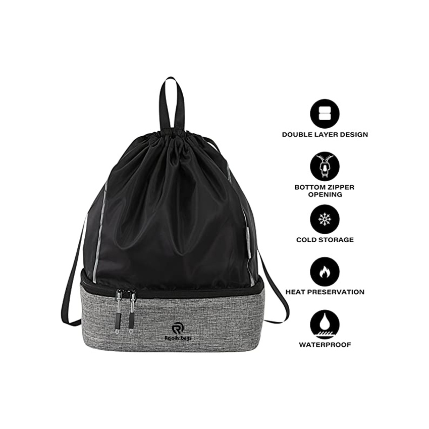 Gym Bag Drawstring Backpack with Insulated Lunch Compartment Wet and Dry Separation for Men Women Yoga Outdoor Swim