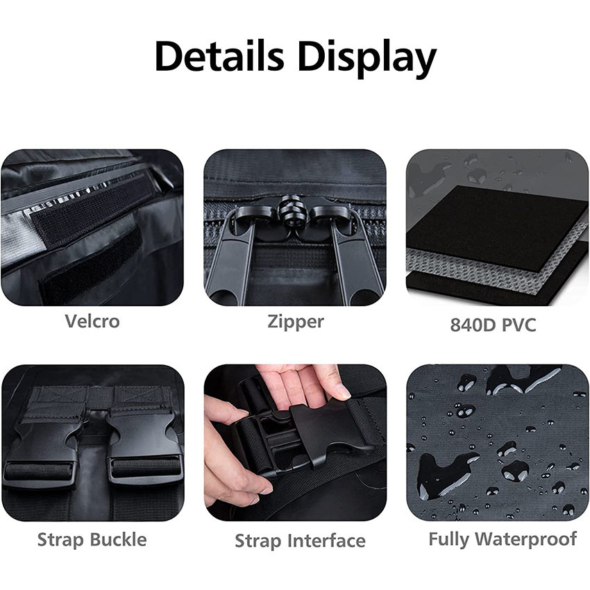 Rooftop Cargo Carrier, 20 Cubic Feet Waterproof Made by 10-Pound Anti-Tear 840d PVC with Anti-Slip Mat, 8 Reinforced Straps Suitable with/Without Rack Bag