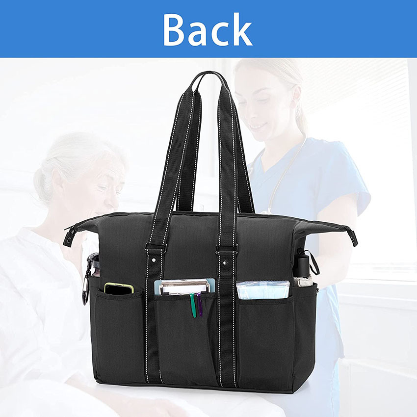 Utility Tote and Nurse Bag, Home Health Nurse Bag with Zip-Top Closure and Side Fasten Snaps for Home Visits, Clinical Study Medical Bag