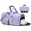 Overnight Duffel with Shoes Compartment for Women Men Canvas Weekend Carry on Travel Bag