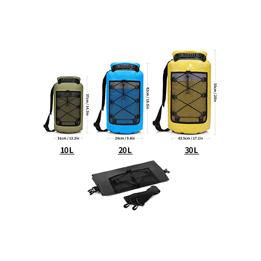 Waterproof Dry Bag 10L 20L 30L Backpack with Phone Pounch Roll Top Bag Dry Sack Perfect for Kayaking Fishing Rafting