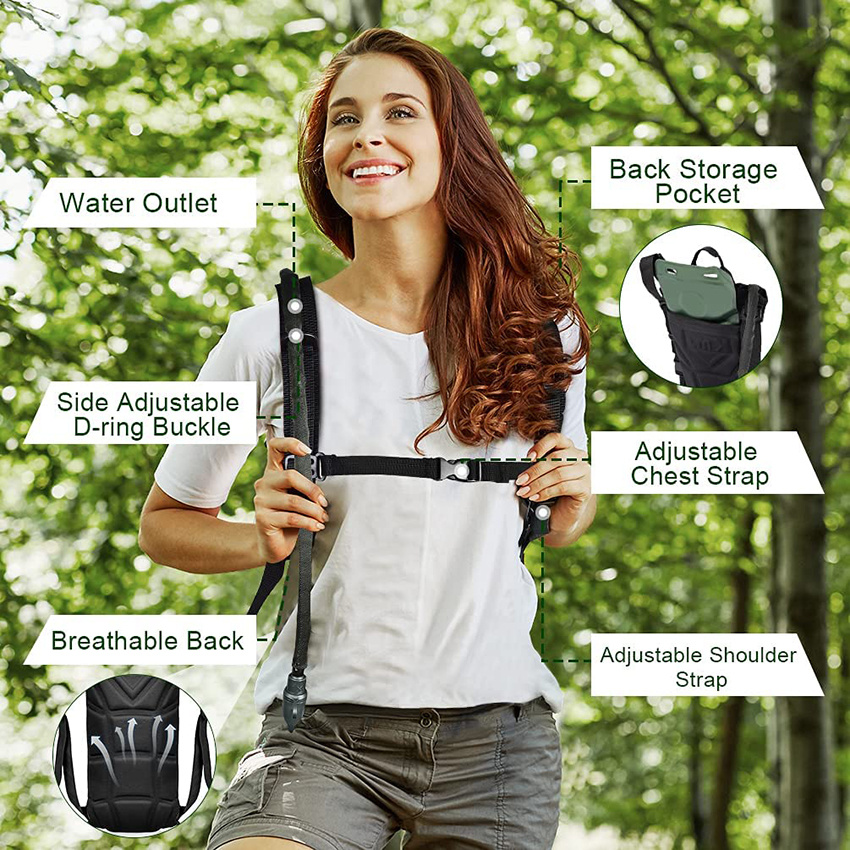 3L Backpack with Bladder Daypack Bag Lightweight Water Storage Tactical Backpacks for Hiking Running Biking Mountain Cycling Jogging Hunting Hydration Backpack