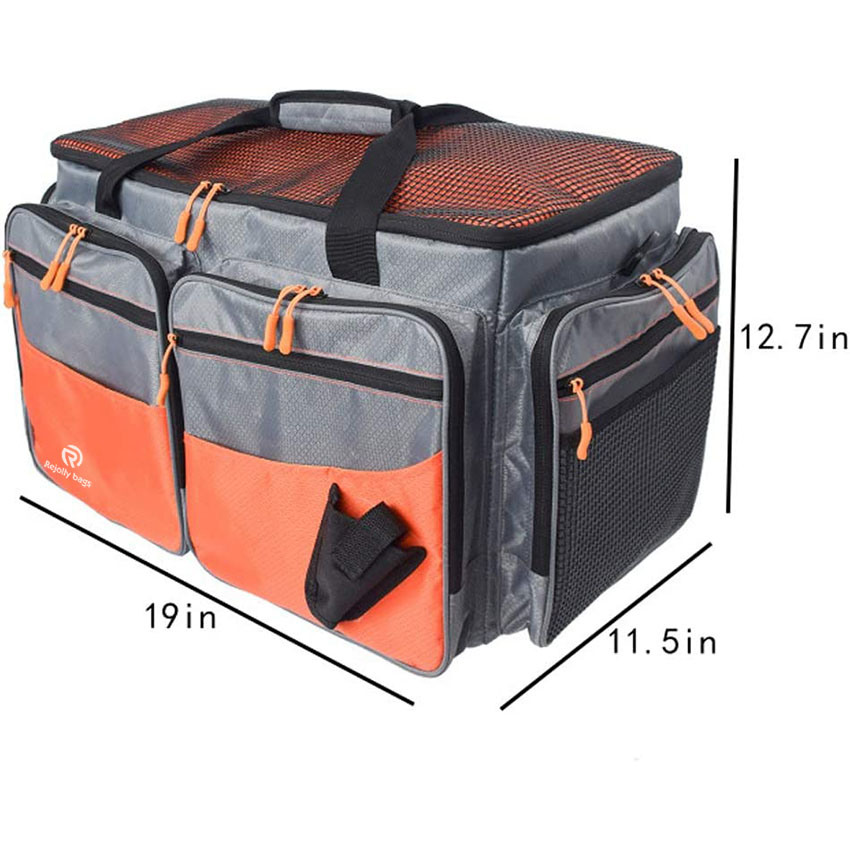 Multi-Pocket Dual Compartment Water Resistant Fishing Tackle Box Storage Bags Portable for Camping, Picnic, BBQ, Fishing Gear Storage Fishing Fish Bag