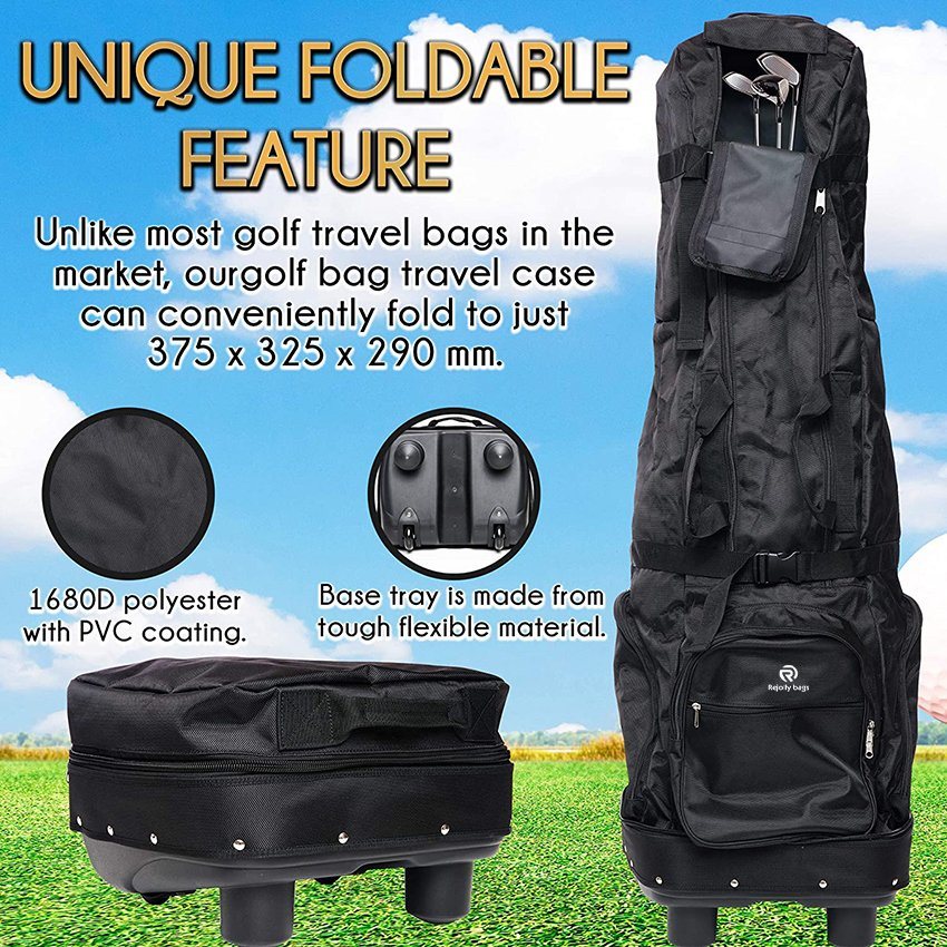 Golf Travel Bag with Wheels Unique Folding Design Tough Waterproof PVC Coating