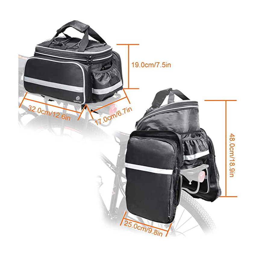 Bike Trunk Bag Extendable Large Capacity Saddle Pack Waterproof Bicycle Rear Rack Luggage Carrier Cycling